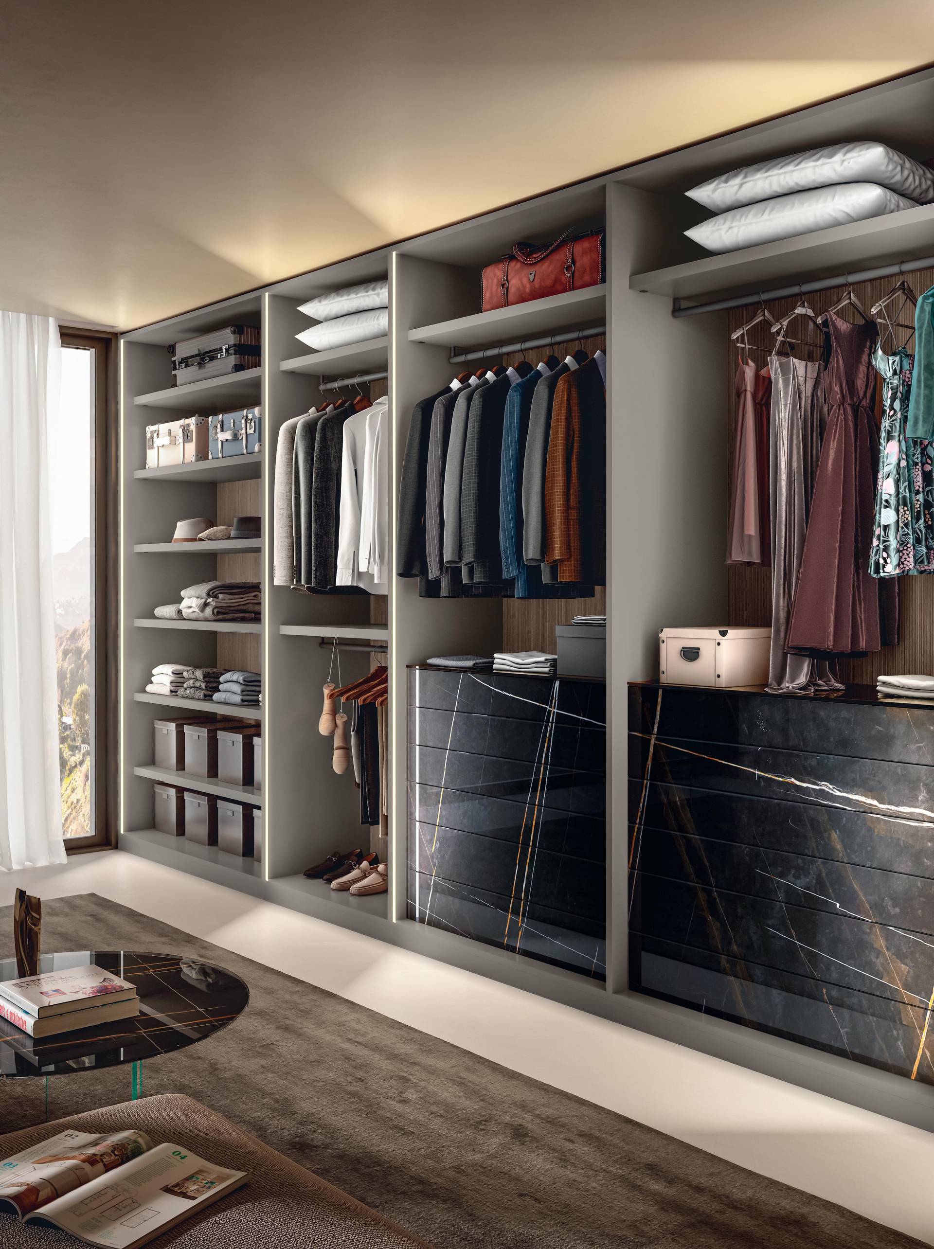 full-wall walk-in wardrobe | Outfit Walk-In-Closet | LAGO