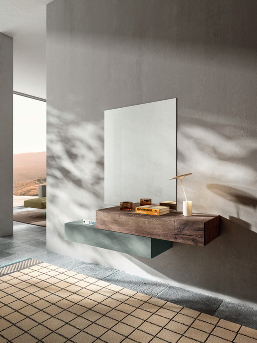 consola de diseño en madera y cristal verde | Consola 36e8 | LAGO