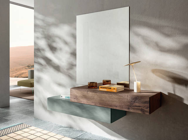 consola de diseño en madera y cristal verde | Consola 36e8 | LAGO consola de diseño en madera y cristal verde | Consola 36e8 | LAGO