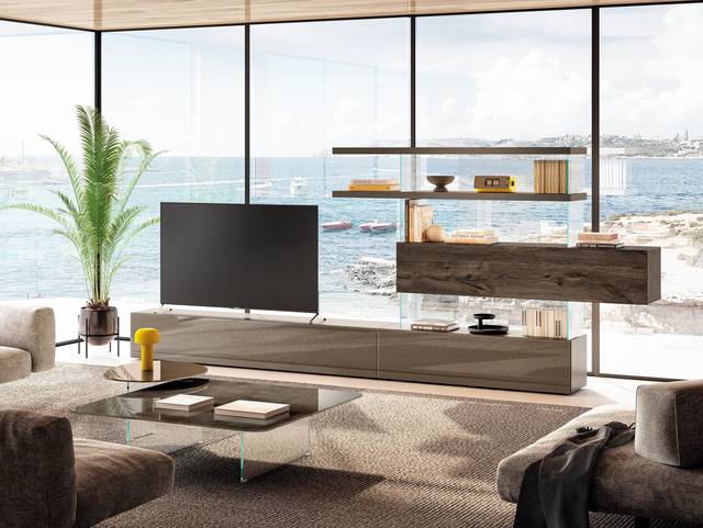 parete attrezzata freestanding con contenitore in legno | Parete Attrezzata Air | LAGO parete attrezzata freestanding con contenitore in legno | Parete Attrezzata Air | LAGO