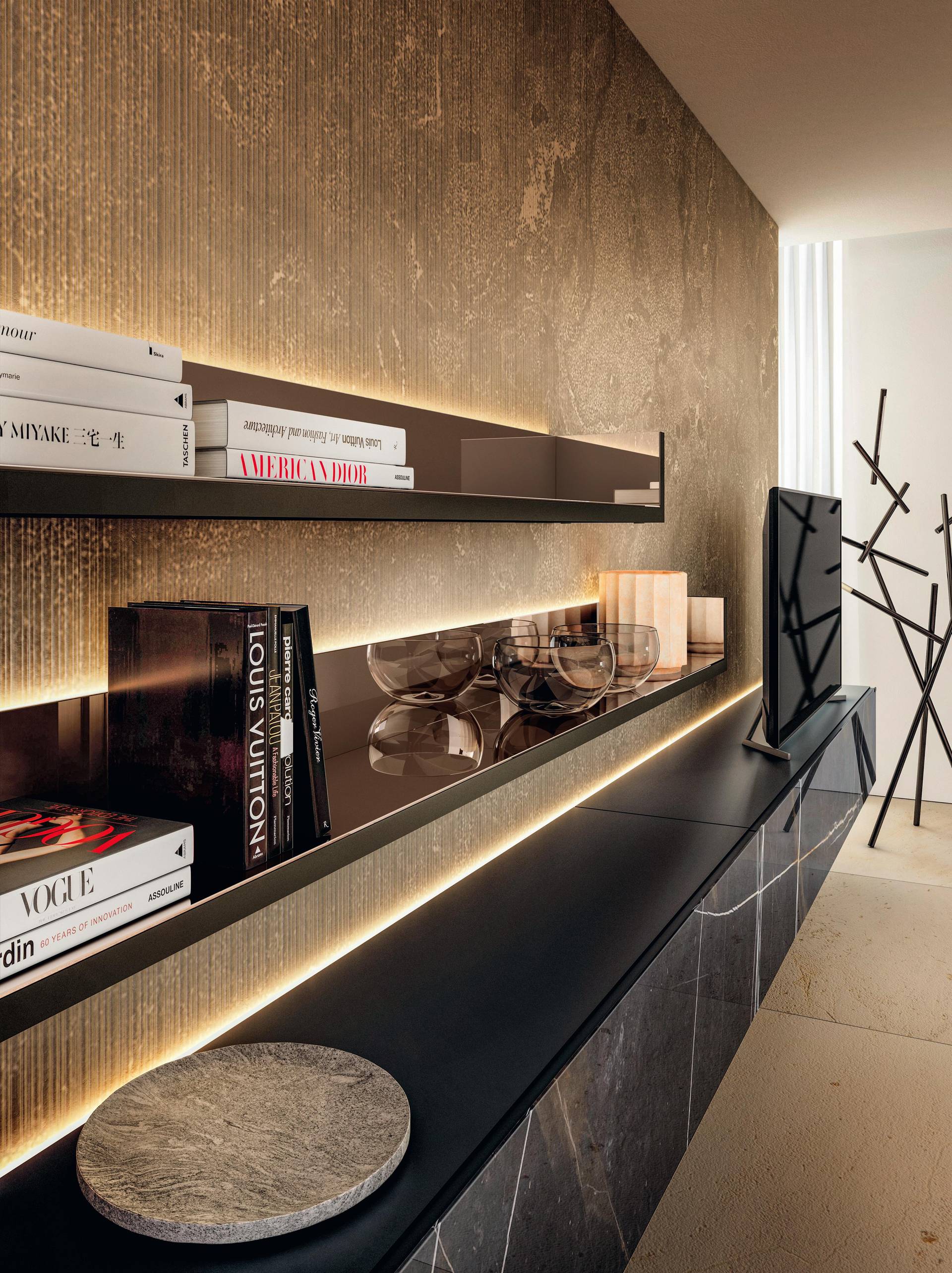 elegant equipped wall | Lagolinea Wall Unit | LAGO