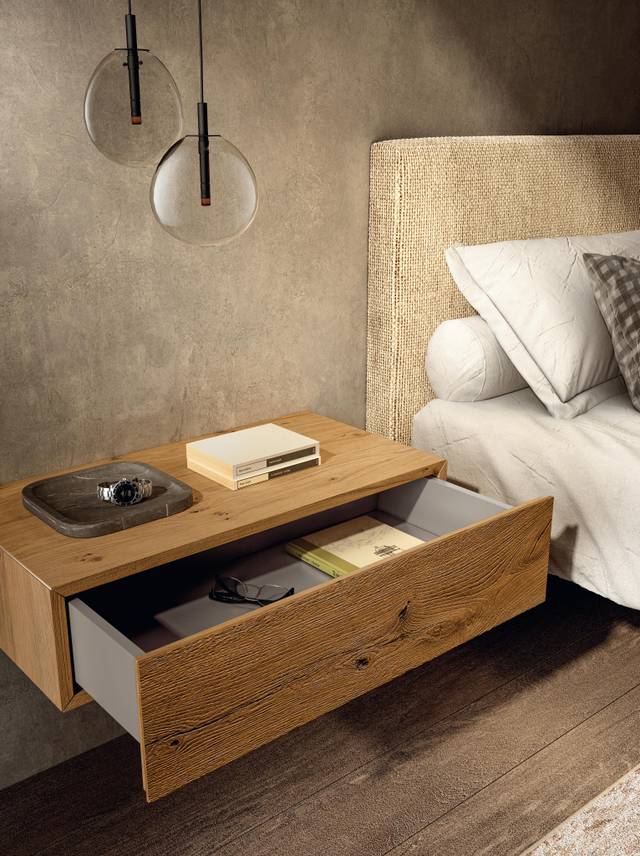 modern and suspended wooden bedside table | 36e8 Bedside Table | LAGO