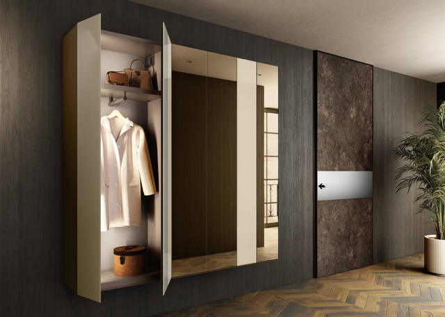armoire suspendue en verre avec portes battantes | Armoire N.O.W. | LAGO 