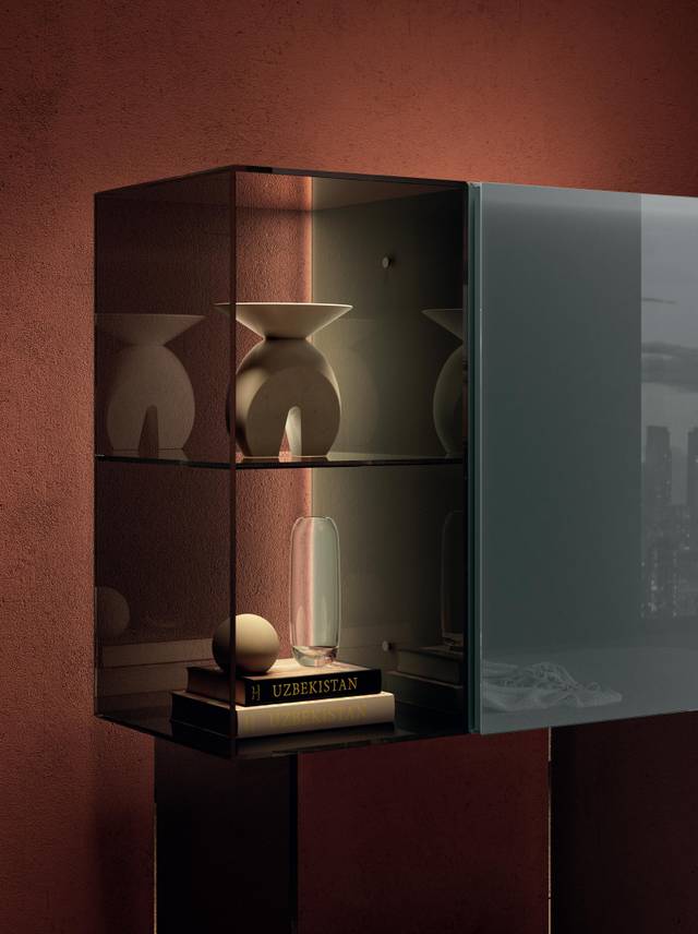 dettaglio vetro fume grigio | Madia 36e8 Glass | LAGO