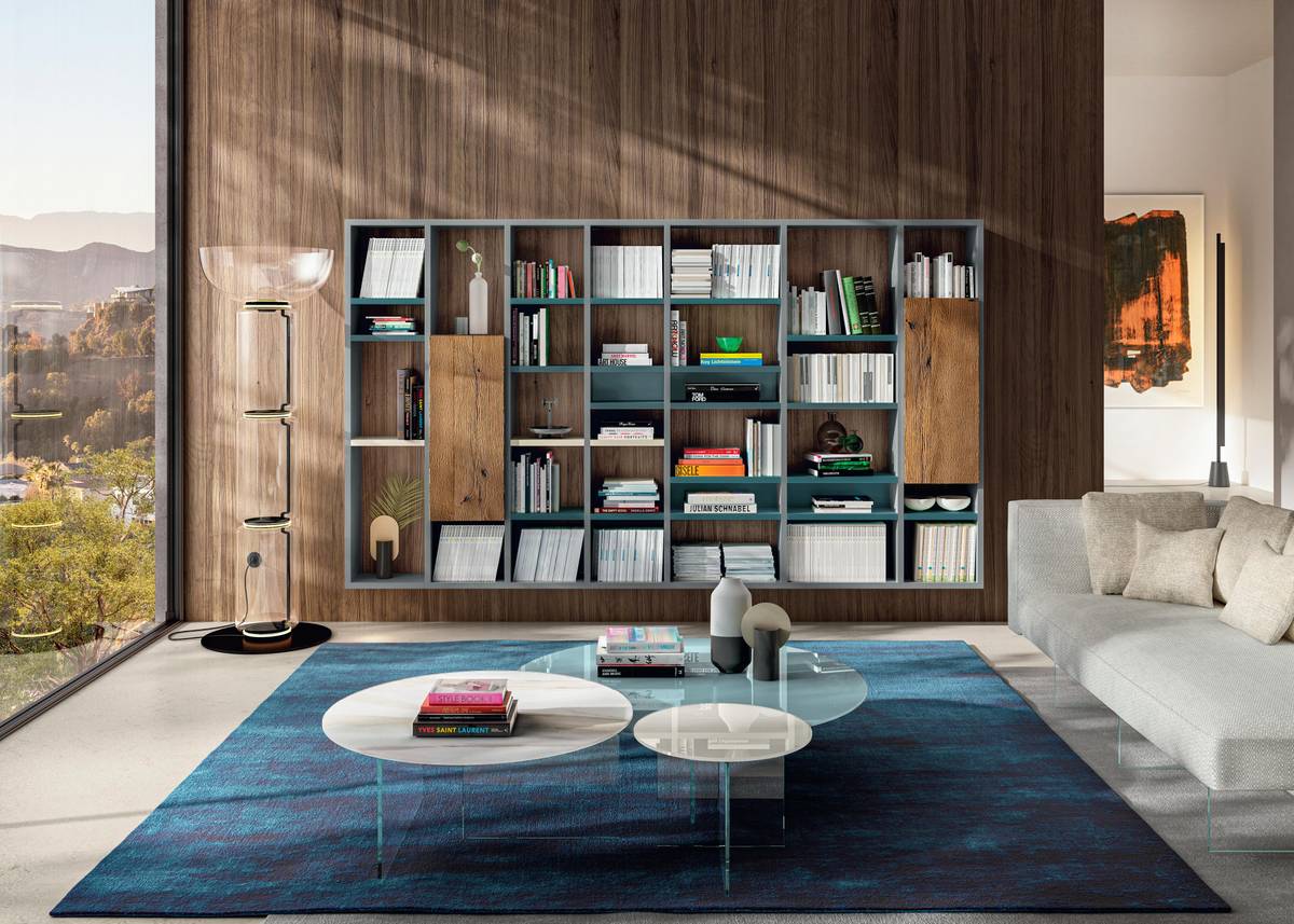 custom bookcase with wooden storage units | 30mm Shelving | LAGO custom bookcase with wooden storage units | 30mm Shelving | LAGO