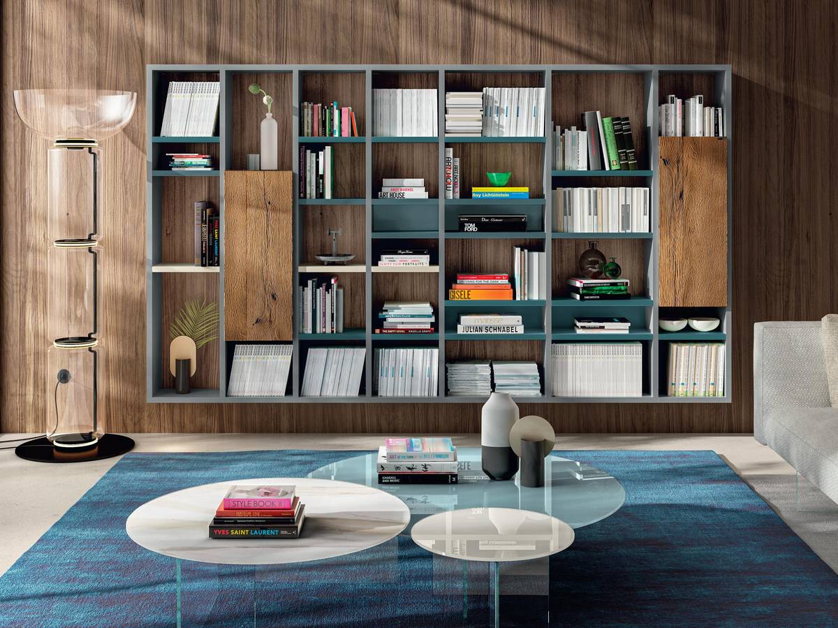 custom bookcase with wooden storage units | 30mm Bookshelf | LAGO custom bookcase with wooden storage units | 30mm Bookshelf | LAGO
