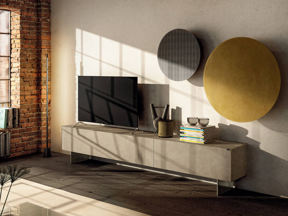 meuble tv en verre beige | Mueble Tv Materia | LAGO