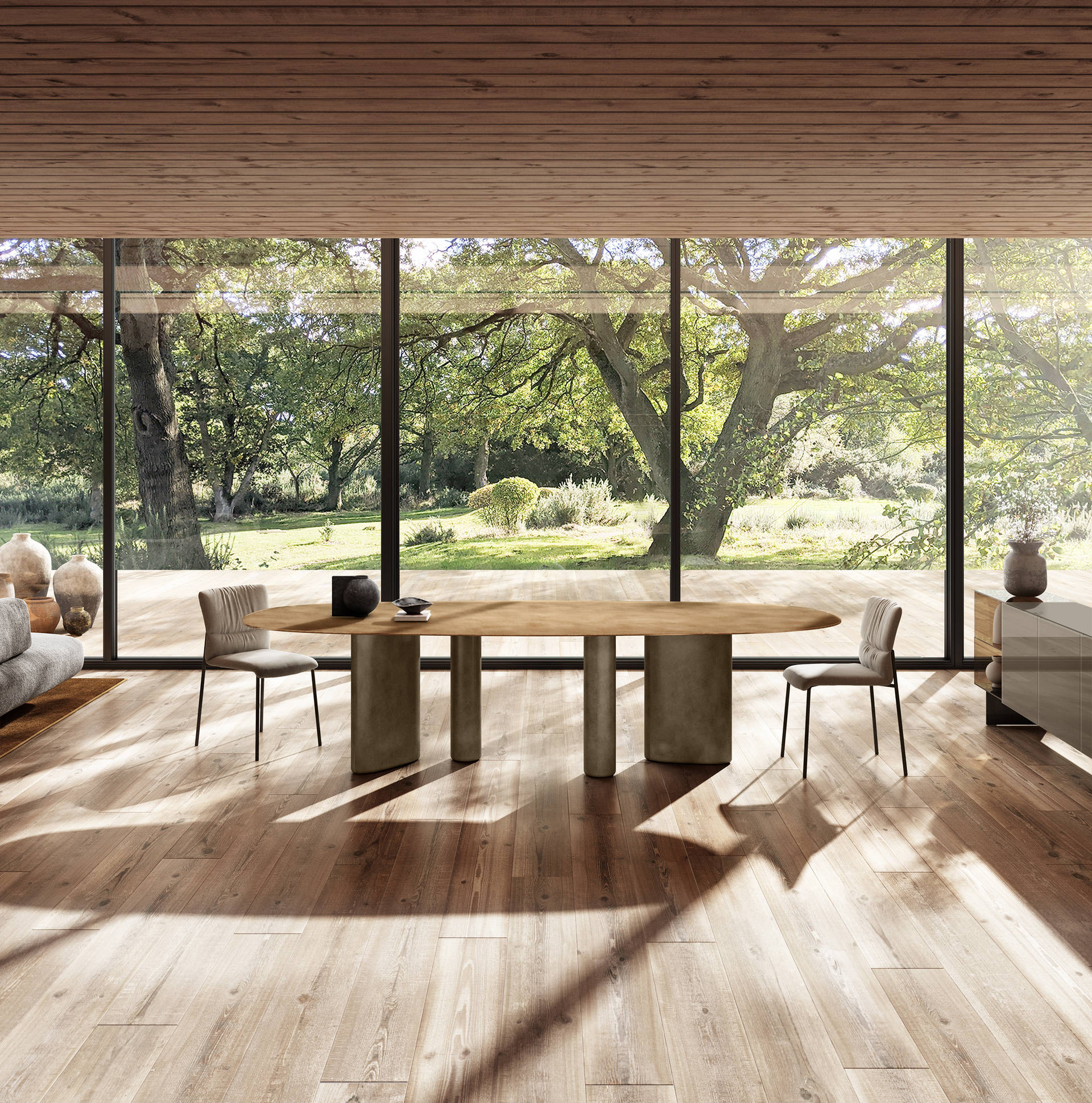 modern glass table for elegant dining room | Hoa Table | LAGO
