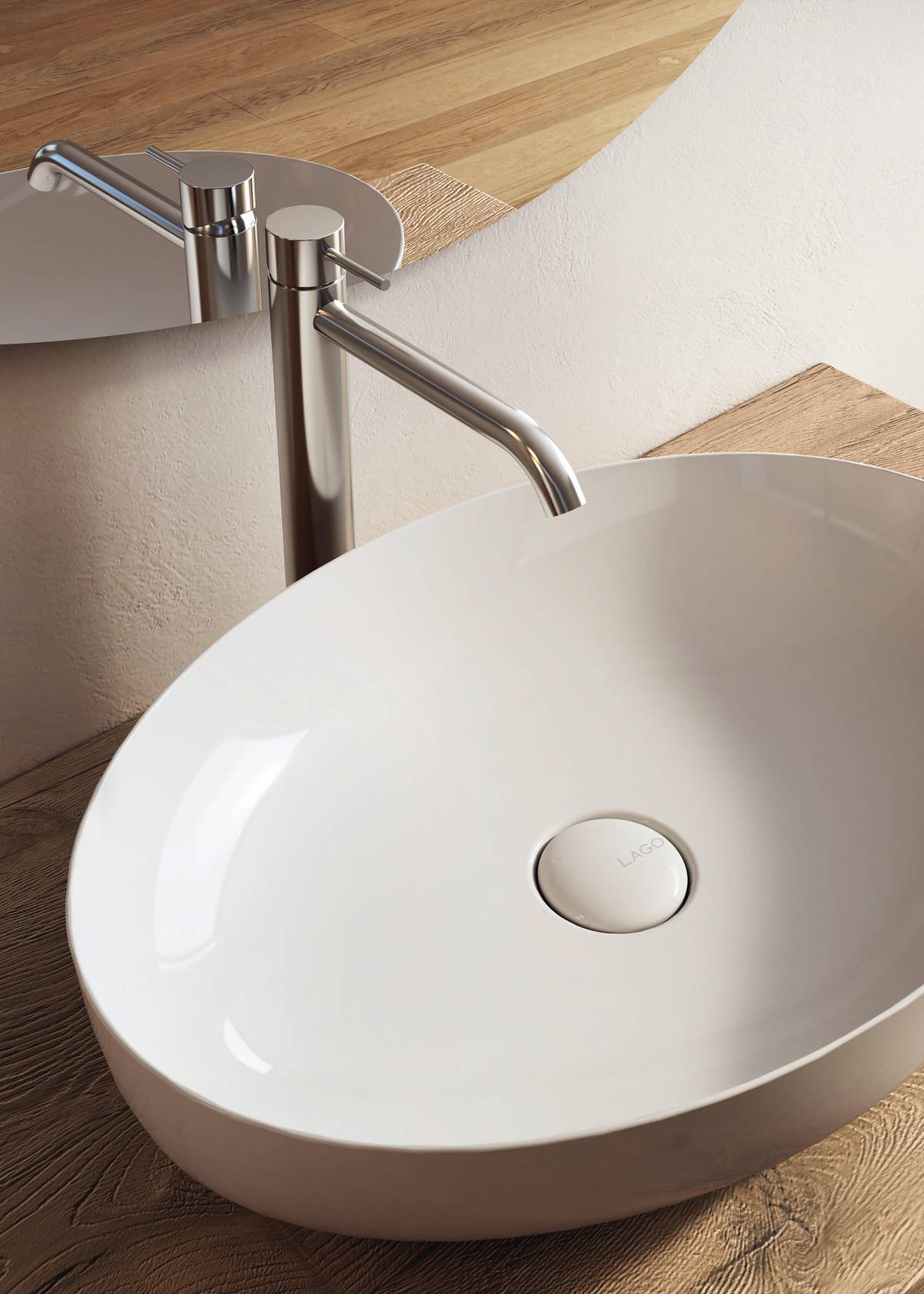 détail lavabo en céramique | Lavabo Elyssa | LAGO