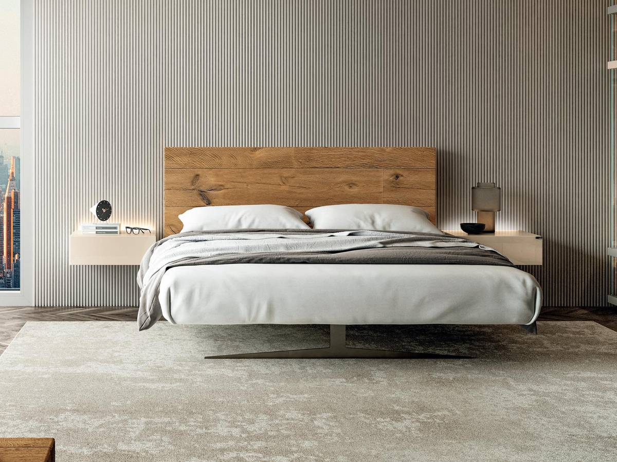 lit double design avec tête de lit en bois naturel | Lit Steel | LAGO lit double design avec tête de lit en bois naturel | Lit Steel | LAGO