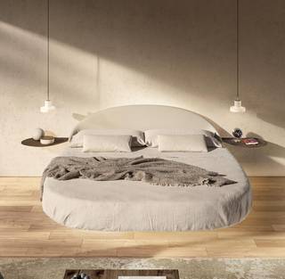 cama redonda con cabecero de tela | Cama Roundy Fluttua | LAGO cama redonda con cabecero de tela | Cama Roundy Fluttua | LAGO