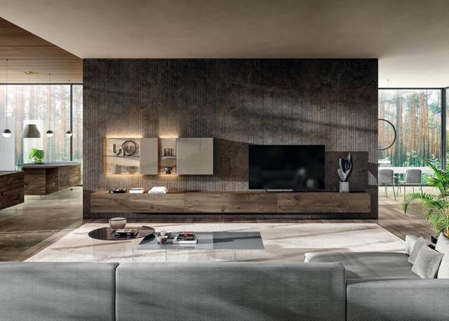 unidad de pared de madera grande y moderna | Pared Equipada 36e8 | LAGO unidad de pared de madera grande y moderna | Pared Equipada 36e8 | LAGO