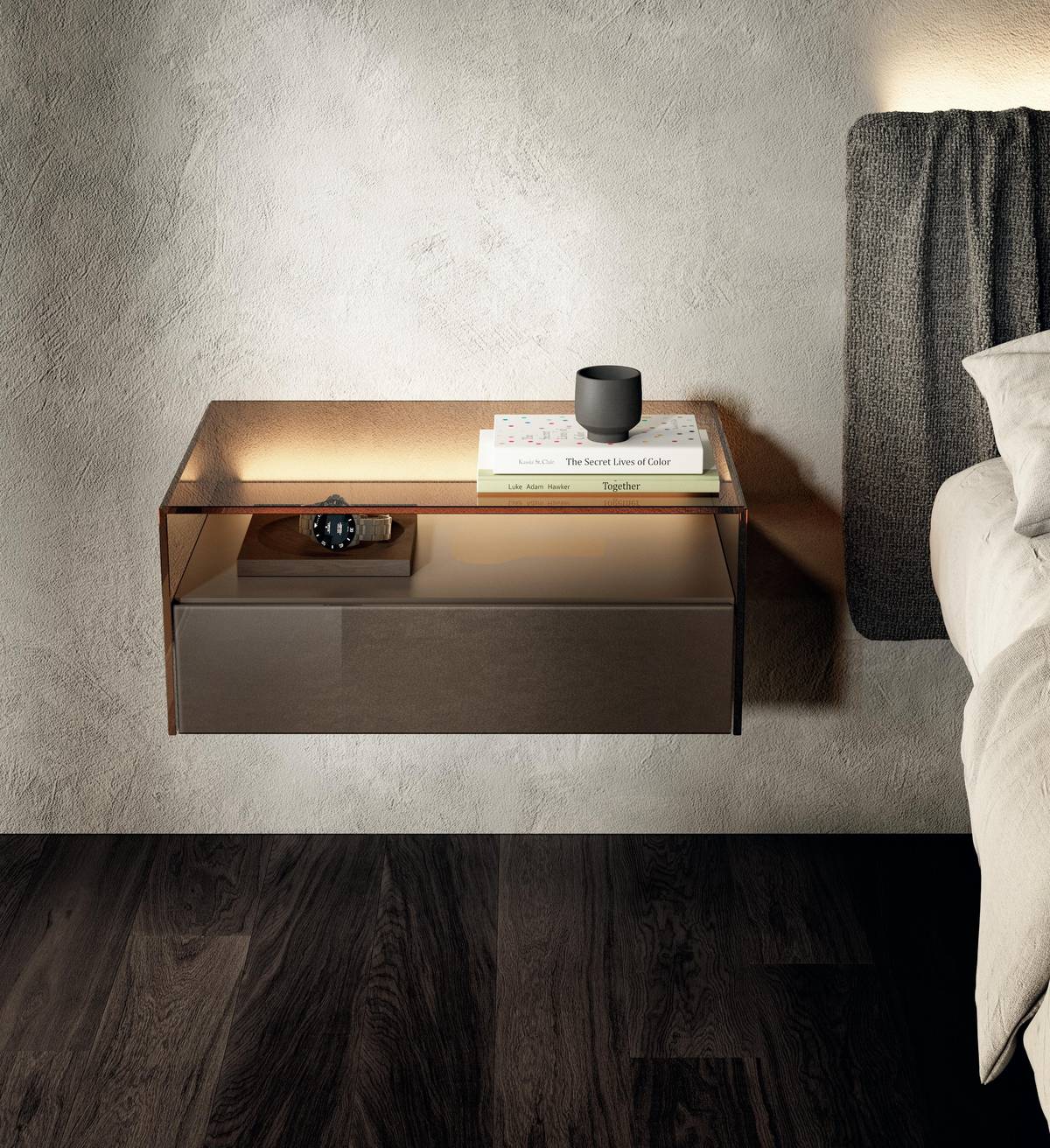 table de nuit suspendue en verre | Table de Chevet Hom | LAGO table de nuit suspendue en verre | Table de Chevet Hom | LAGO