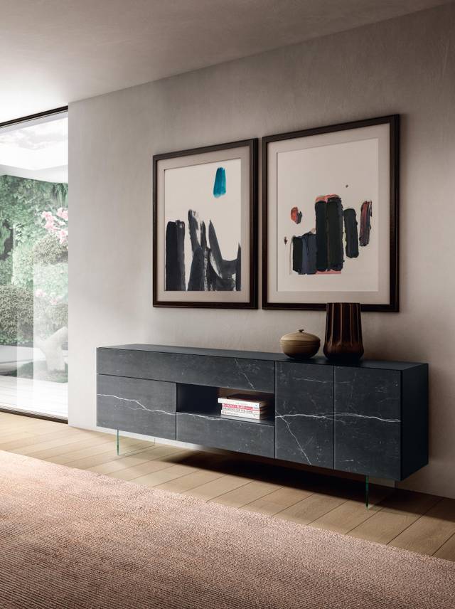 buffet moderne marbre noir | Buffet 36e8 | LAGO
