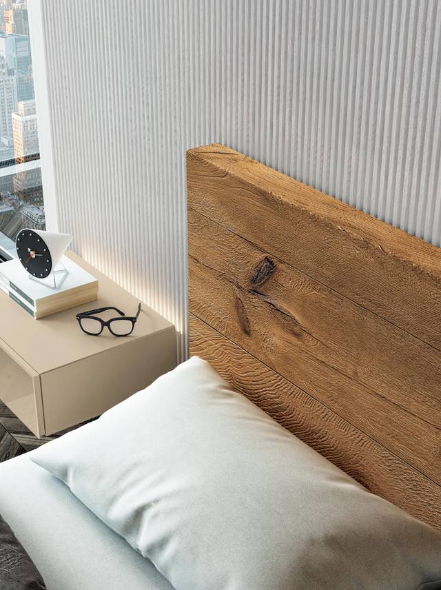 detail natural wood headboard | Steel Bed | LAGO detail natural wood headboard | Steel Bed | LAGO