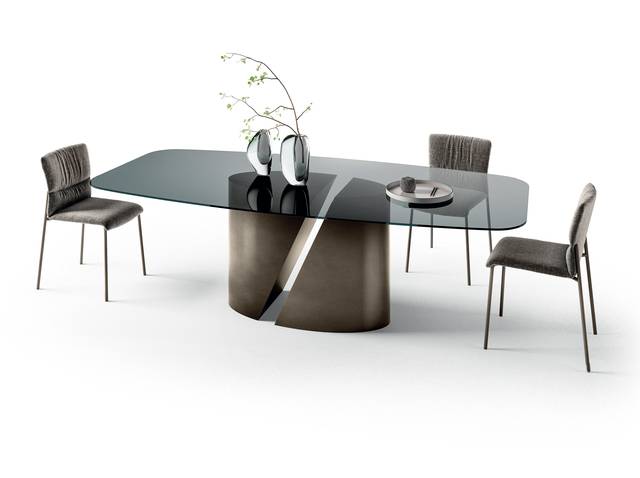 mesa elegante con tapa de cristal | Mesa Wadi | LAGO mesa elegante con tapa de cristal | Mesa Wadi | LAGO