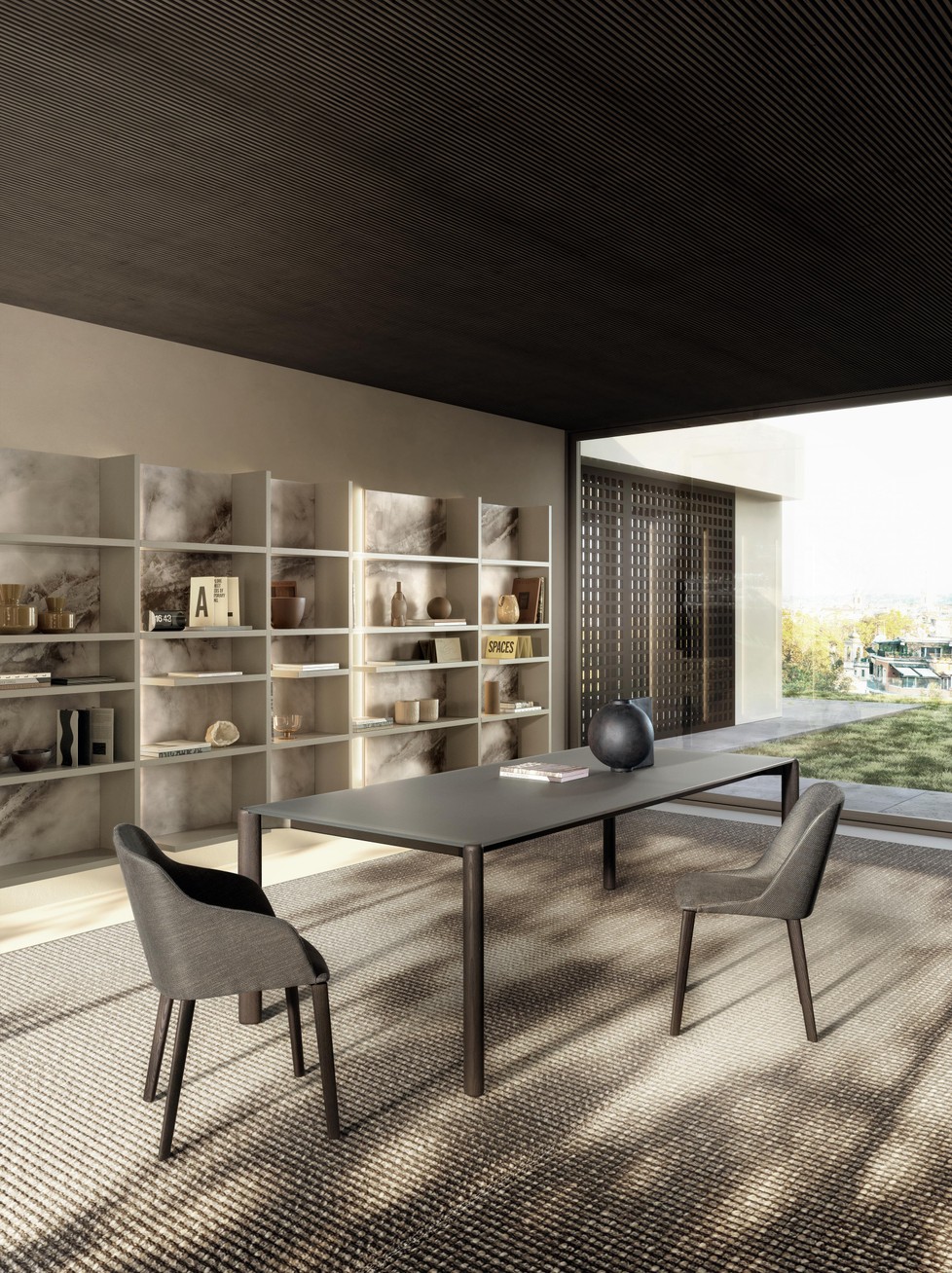 table et chaises en verre pour salle à manger | Table Correr Slim | LAGO