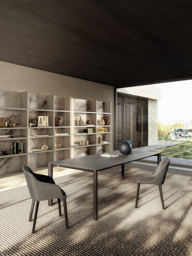 glass table and chairs for dining room | Correr Slim Table | LAGO