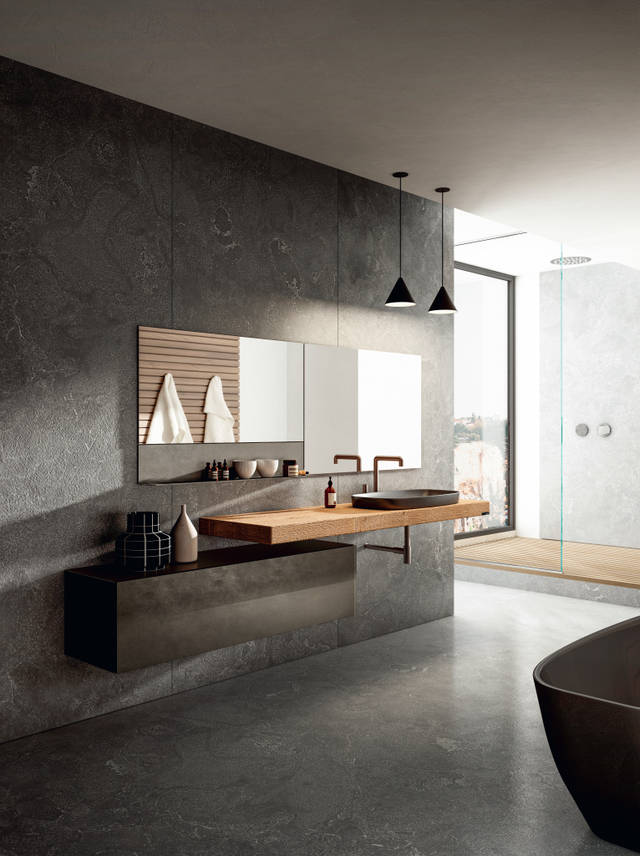 lavabo en céramique avec base en bois | Lavabo Kera | LAGO