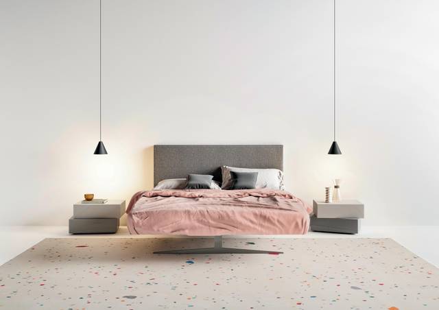 letto sostegni in acciaio testiera tessuto | Letto Steel | LAGO