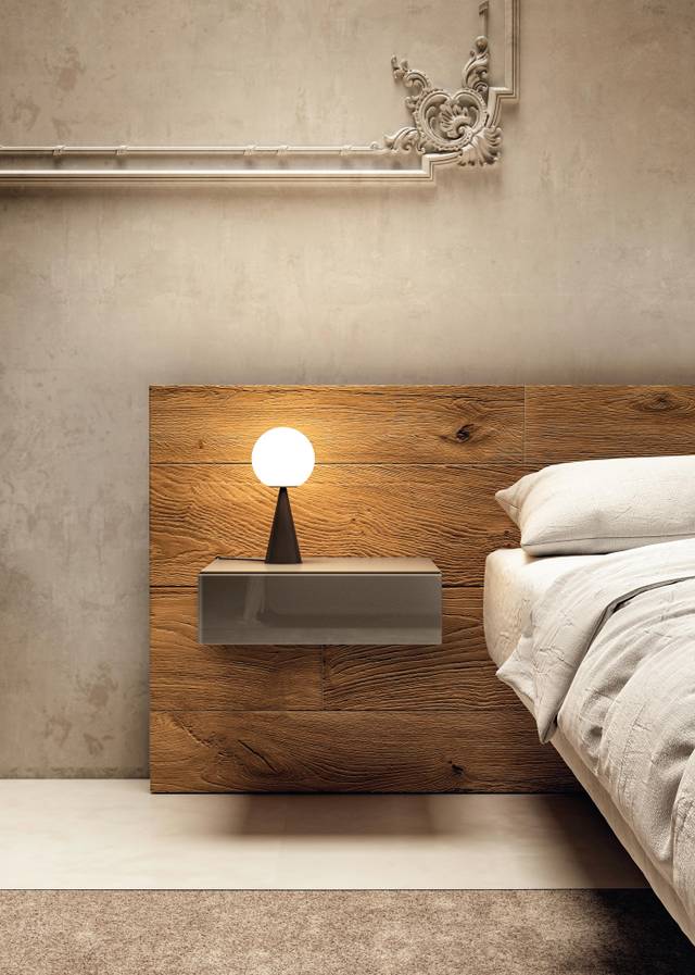 letto moderno con testiera in legno e comodino | Letto Air | LAGO