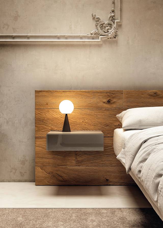 lit moderne avec tête de lit en bois et table de chevet | Lit Air | LAGO lit moderne avec tête de lit en bois et table de chevet | Lit Air | LAGO