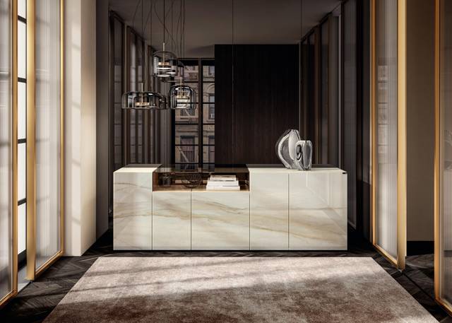 white glass floor-standing sideboard | 36e8 Glass Sideboard | LAGO
