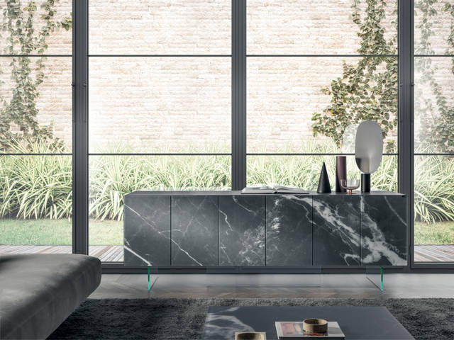 buffet suspendue en marbre noir | Buffet  36e8 | LAGO