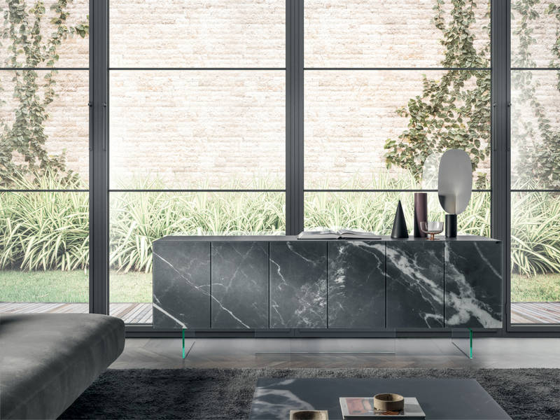 black marble wall-mounted sideboard | 36e8 Sideboard | LAGO