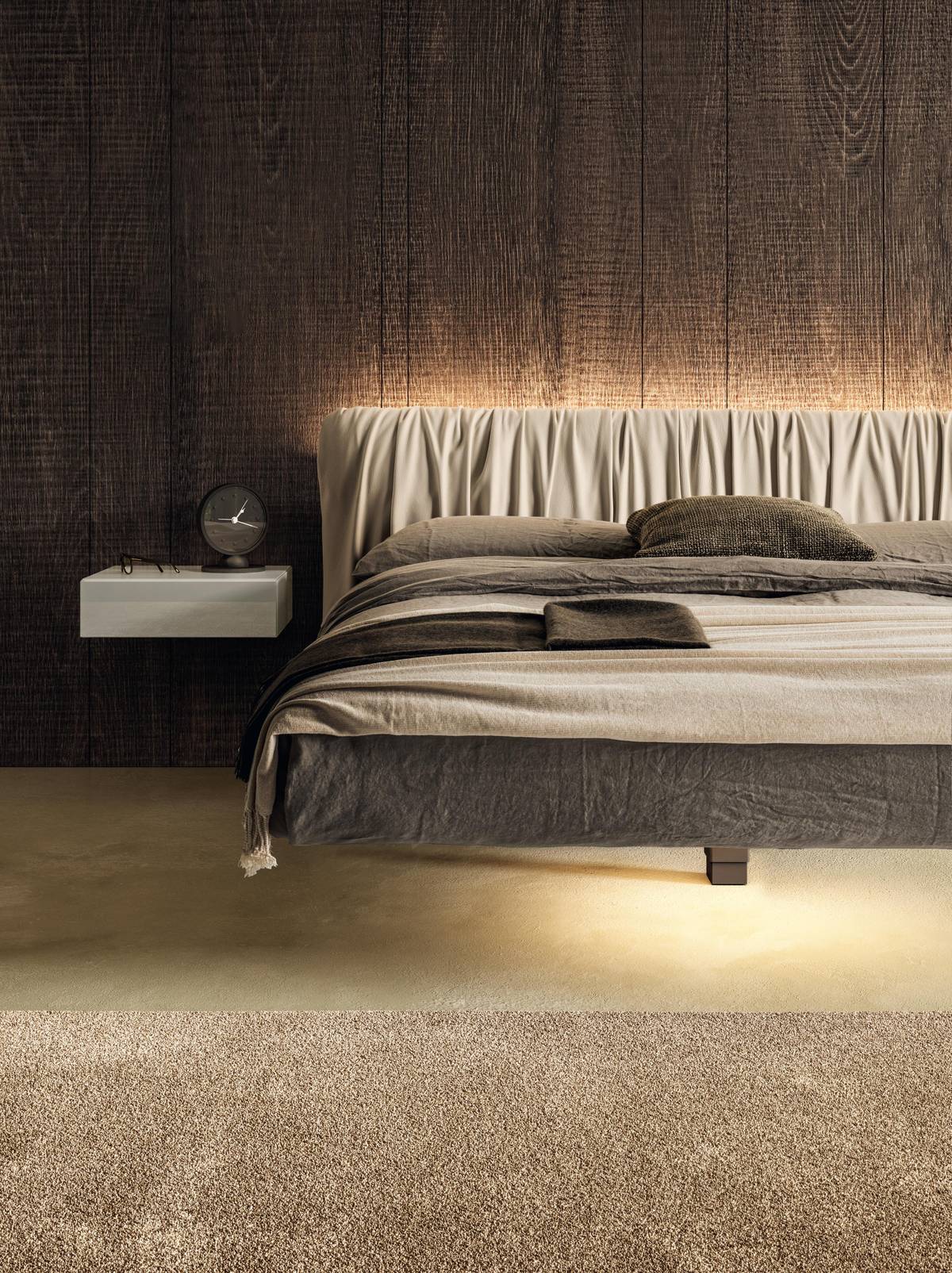 letto sospeso moderno con illuminazione | Letto Fluttua | LAGO