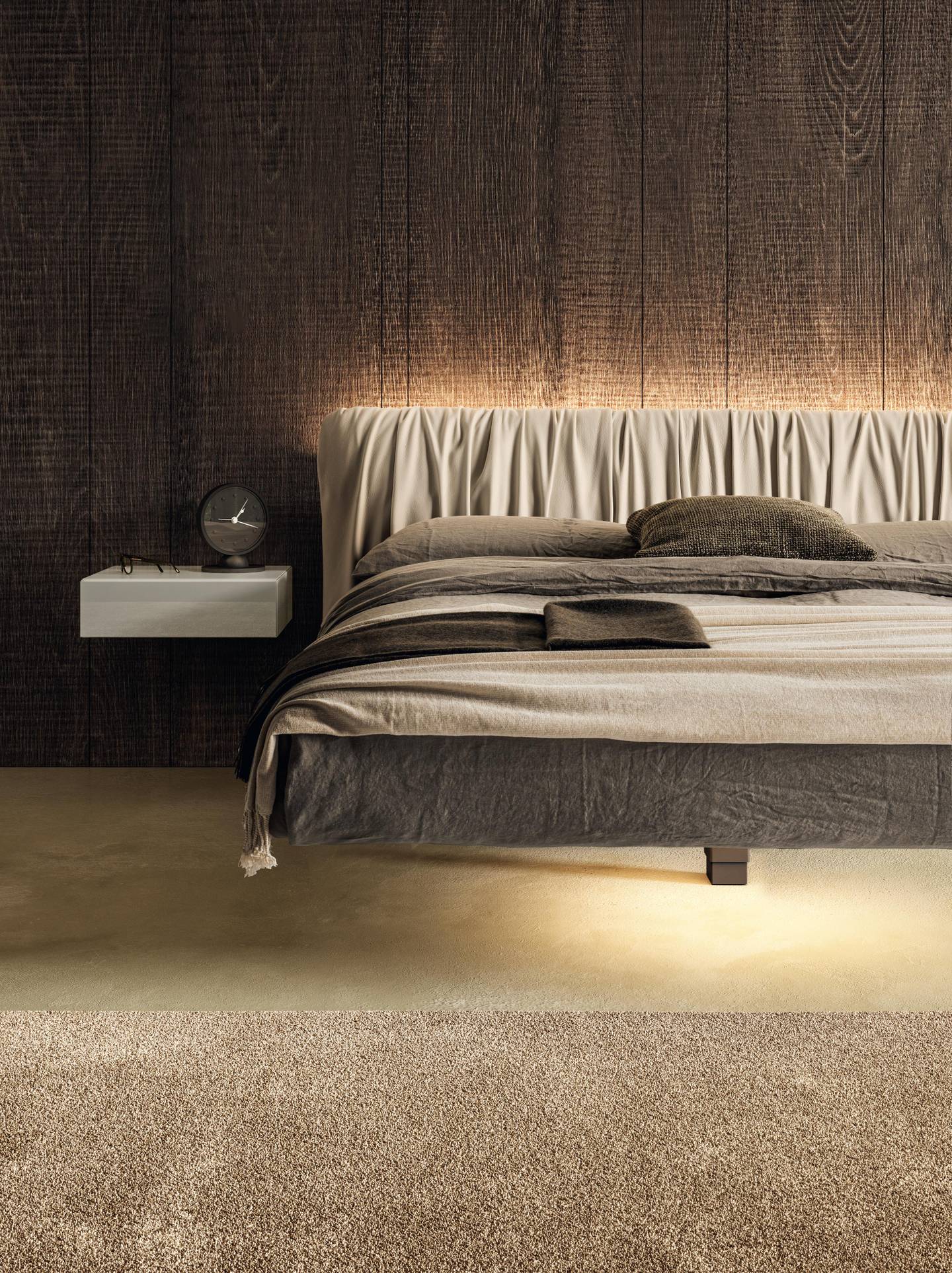 letto sospeso moderno con illuminazione | Letto Fluttua | LAGO