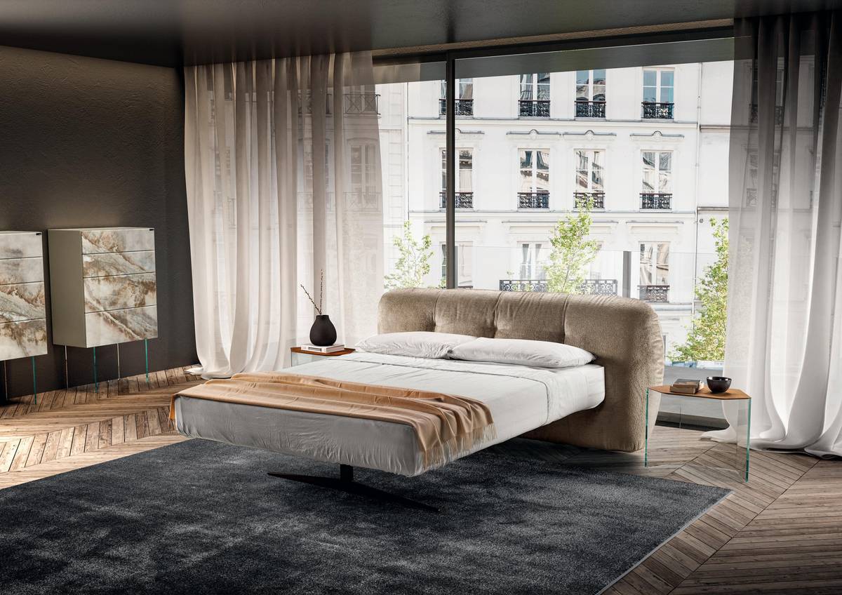 cama de diseño moderno con cabecero de tela | Cama Bounty | LAGO