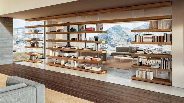 bibliothèque séparatrice en bois et verre | Bibliothèque Air | LAGO bibliothèque séparatrice en bois et verre | Bibliothèque Air | LAGO