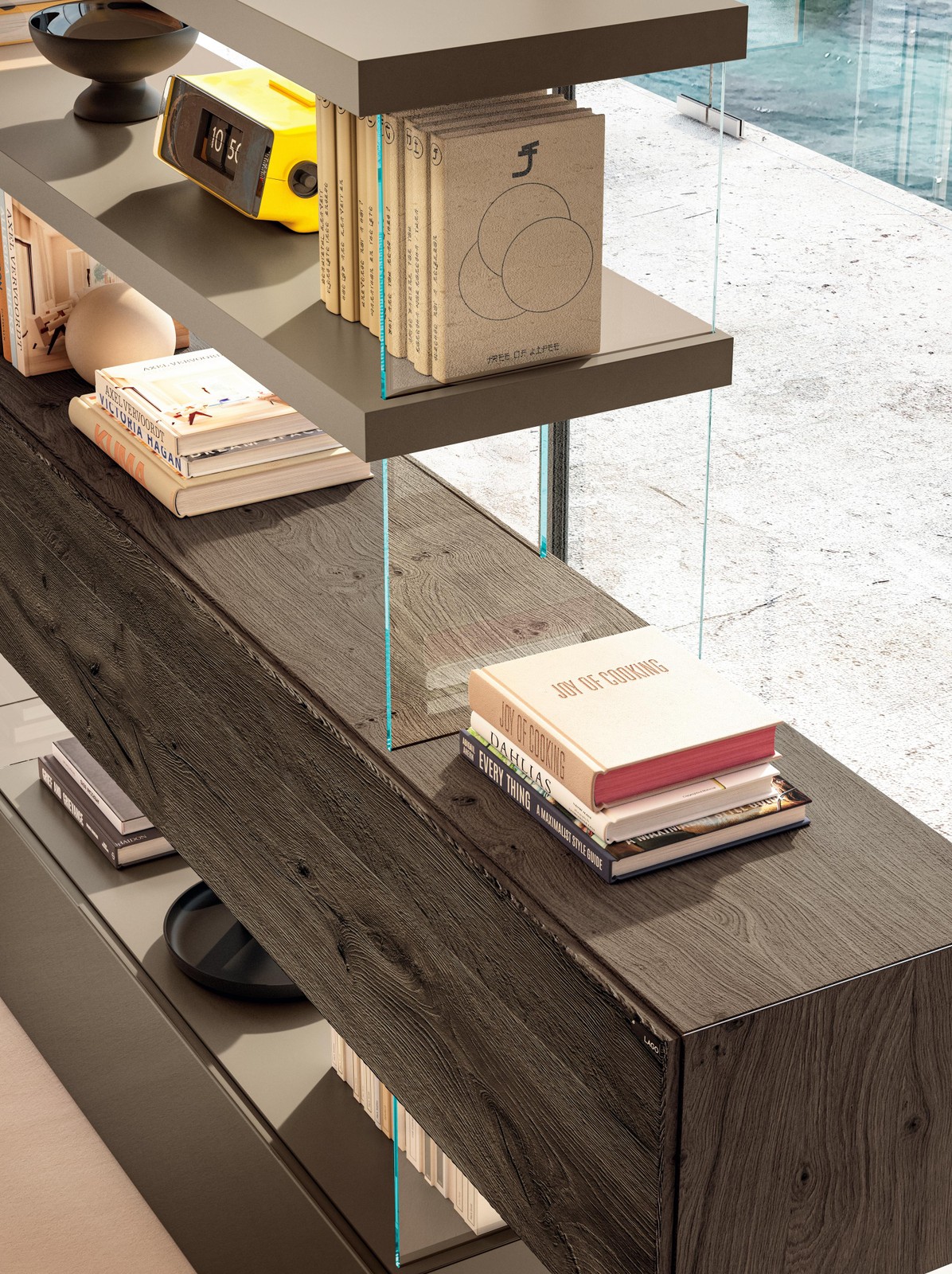 parete attrezzata freestanding in legno e vetro | Parete Attrezzata Air | LAGO 