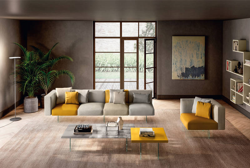 divano modulare grigio e giallo |Divano Air | LAGO