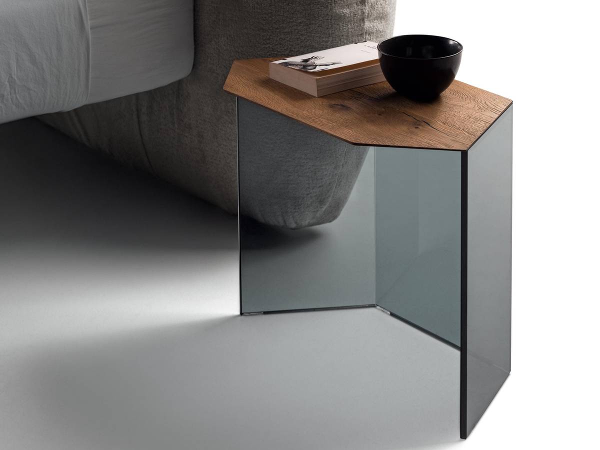 original night table with glass supports | Livre Bedside Table | LAGO