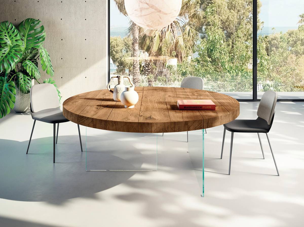 mesa redonda con tablero de madera | Mesa Redonda Air | LAGO