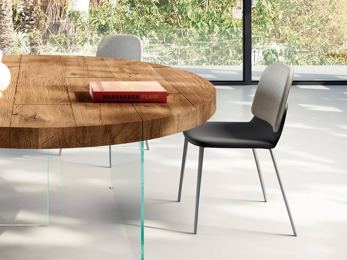 mesa redonda con tablero de madera | Mesa Redonda Air | LAGO