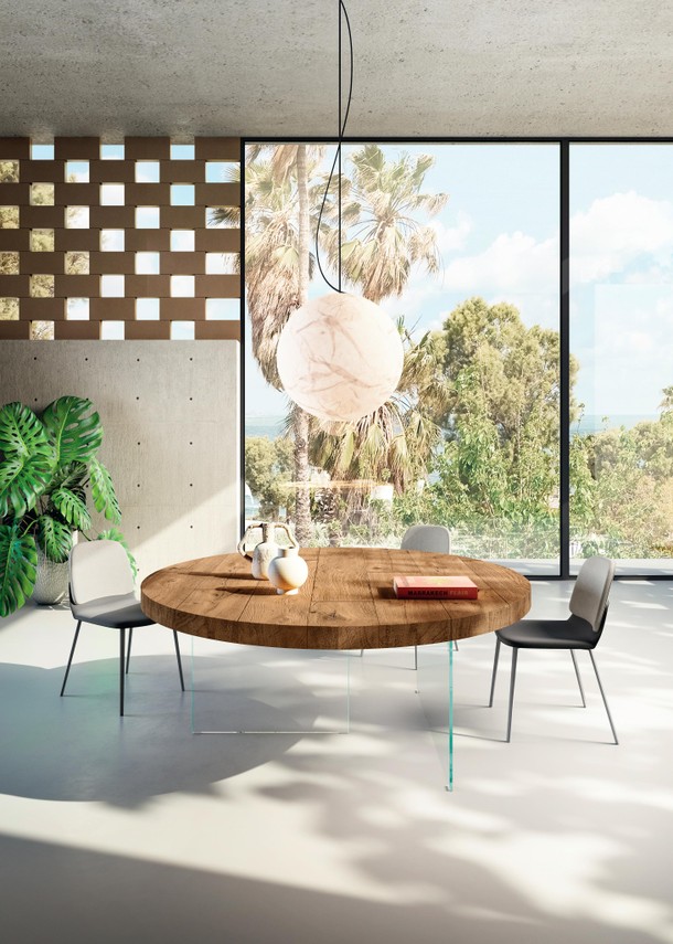 round table with wooden top | Air Round Table | LAGO