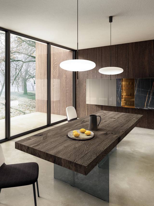designer wooden smoked glass table | Air Table | LAGO designer wooden smoked glass table | Air Table | LAGO