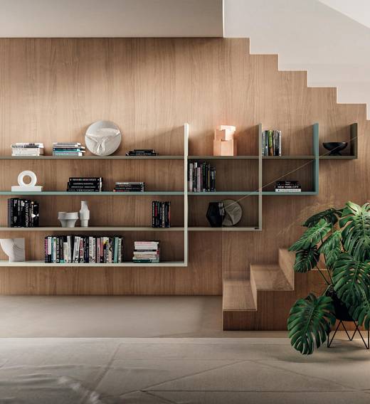 custom wall-mounted bookcase | Lagolinea Shelving | LAGO