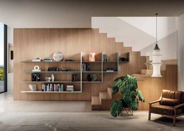 custom wall-mounted bookcase | Lagolinea Bookshelf | LAGO