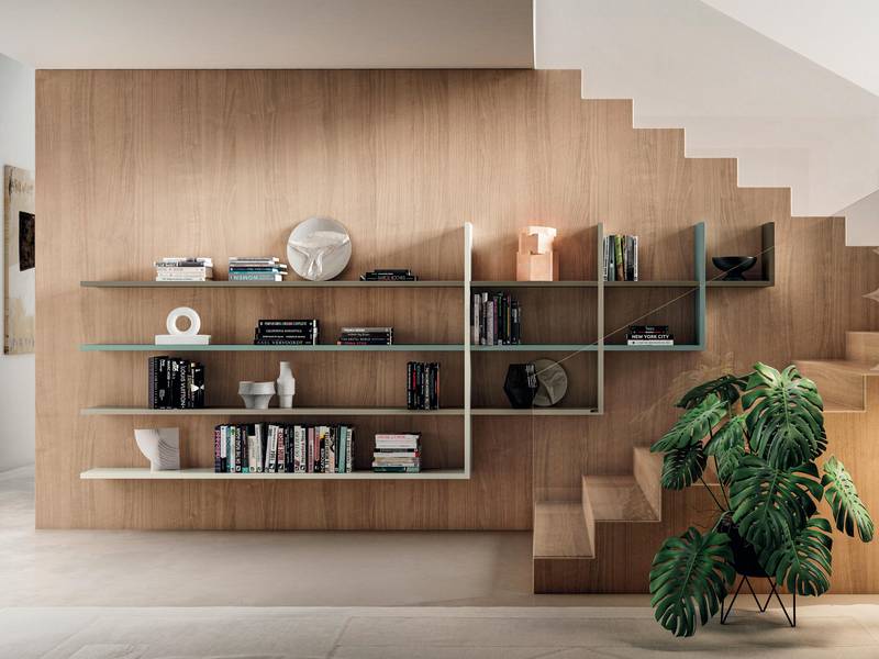 custom wall-mounted bookcase | Lagolinea Shelving | LAGO