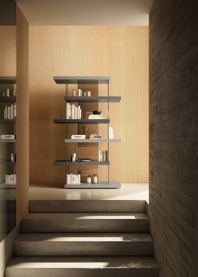 libreria di design verticale beige | Libreria Air | LAGO