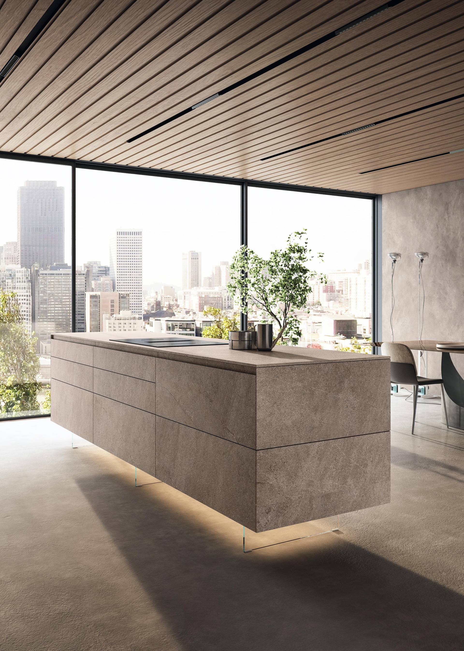 cucina ad isola sospesa beige | Cucina 36e8 Cut | LAGO cucina ad isola sospesa beige | Cucina 36e8 Cut | LAGO