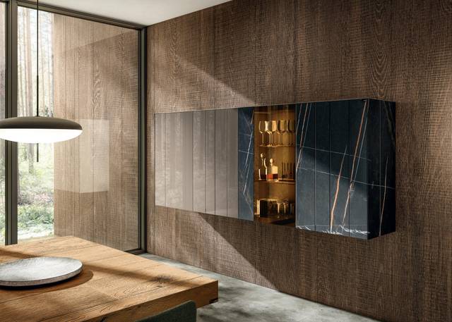 brown glass and nero marble unit | N.O.W. Sideboard | LAGO brown glass and nero marble unit | N.O.W. Sideboard | LAGO