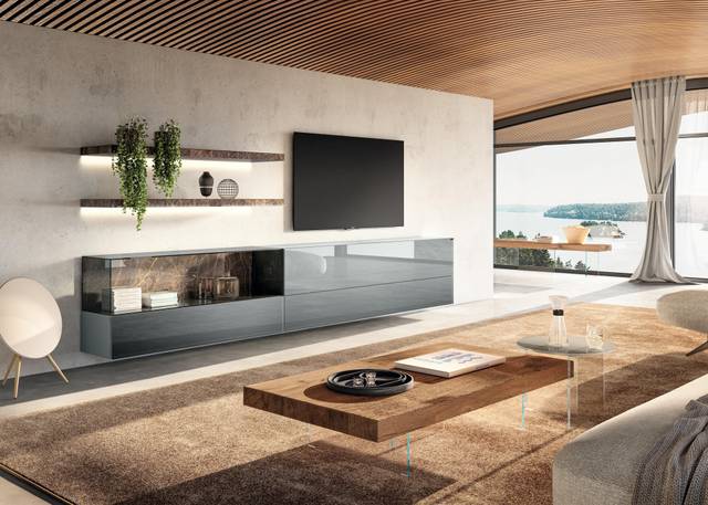 modern grey glass wall unit with shelves | 36e8 Wall Unit| LAGO modern grey glass wall unit with shelves | 36e8 Wall Unit| LAGO