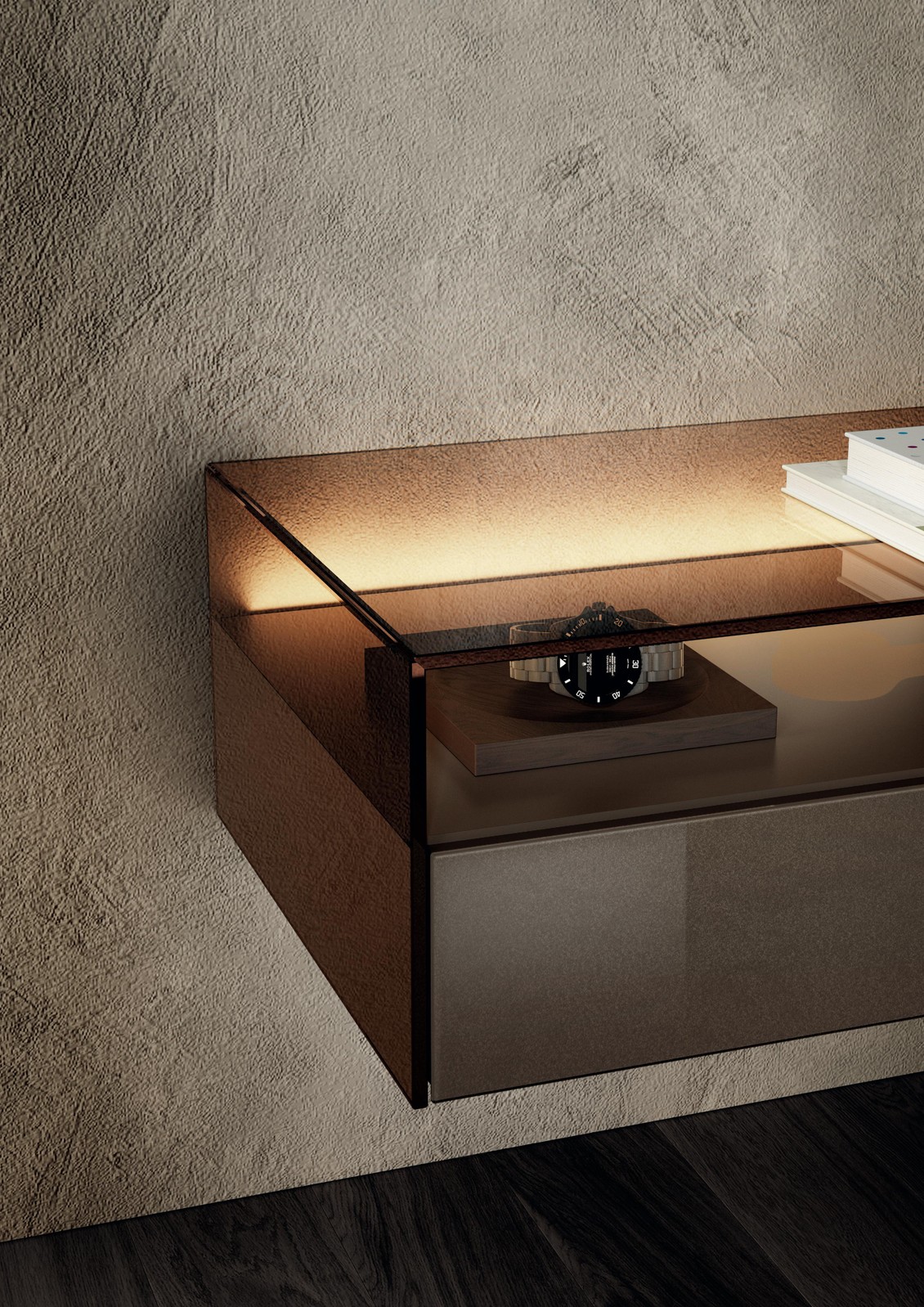 mesita de noche beige de pared | Mesita de noche Hom | LAGO