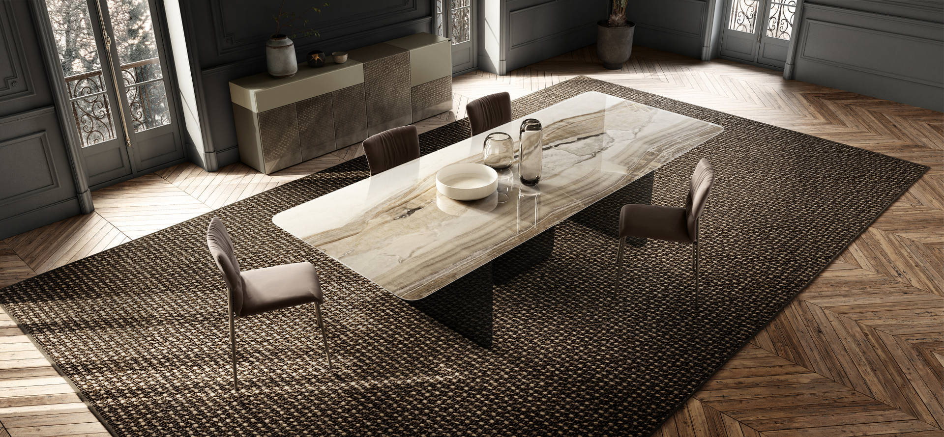 marble effect xglass table with glass legs | Air Soft Table | LAGO marble effect xglass table with glass legs | Air Soft Table | LAGO