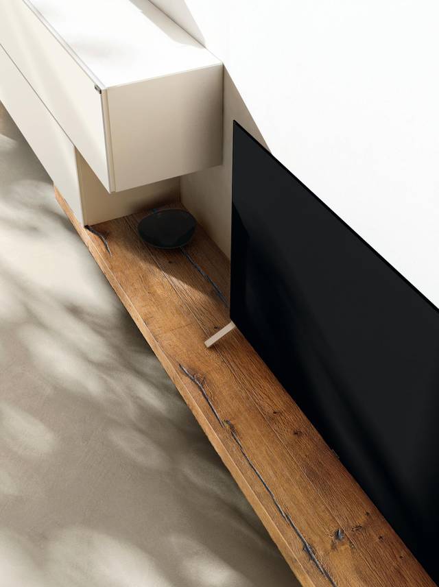 moderno mueble de pared blanco y madera | Pared Equipada 36e8 | LAGO